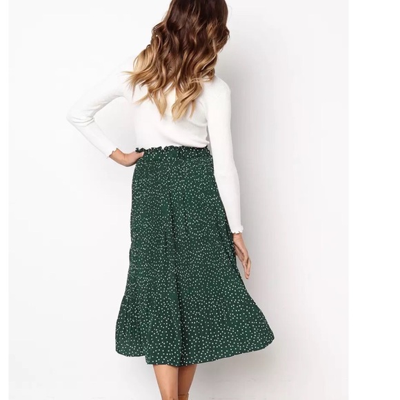 Green Midi Polka Dot Skirt - Picture 2 of 2